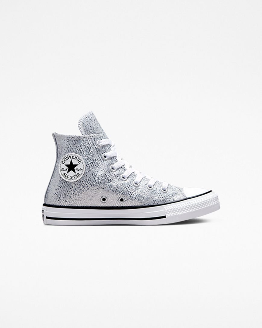 Tenisi Inalti Fete Converse Chuck Taylor All Star Glitter Argintii Gri Negrii | RO FCTEO563